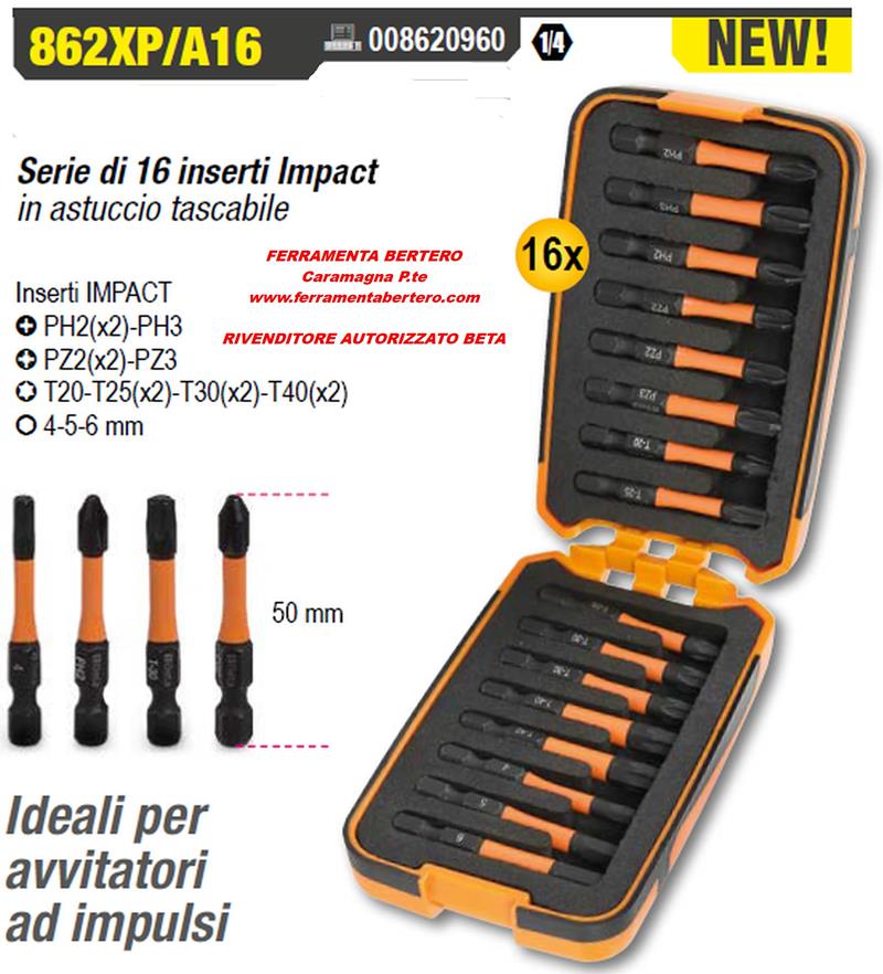 BETA 862XP/A16 SERIE 16 INSERTI IMPACT PER AVVITATORI AD IMPULSI